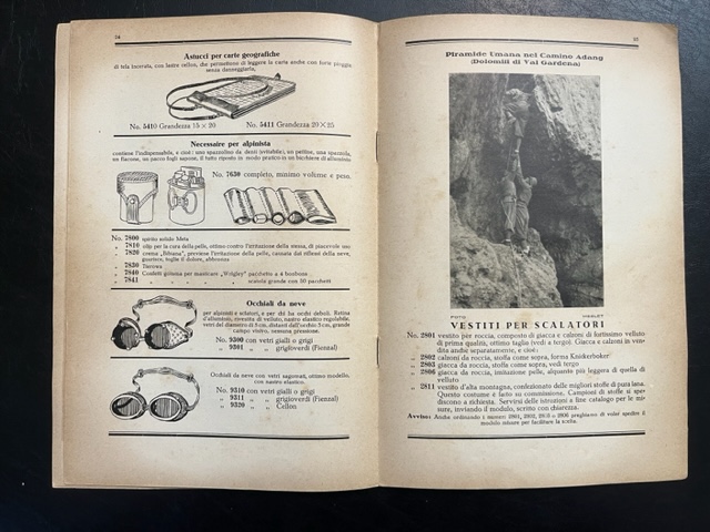 Articoli di sport, Merlet & Co. Bolzano. Catalogo speciale per alpinismo